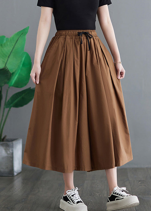 Khaki Elastic Waist Solid Wide Leg Pants LY4949 - fabuloryshop