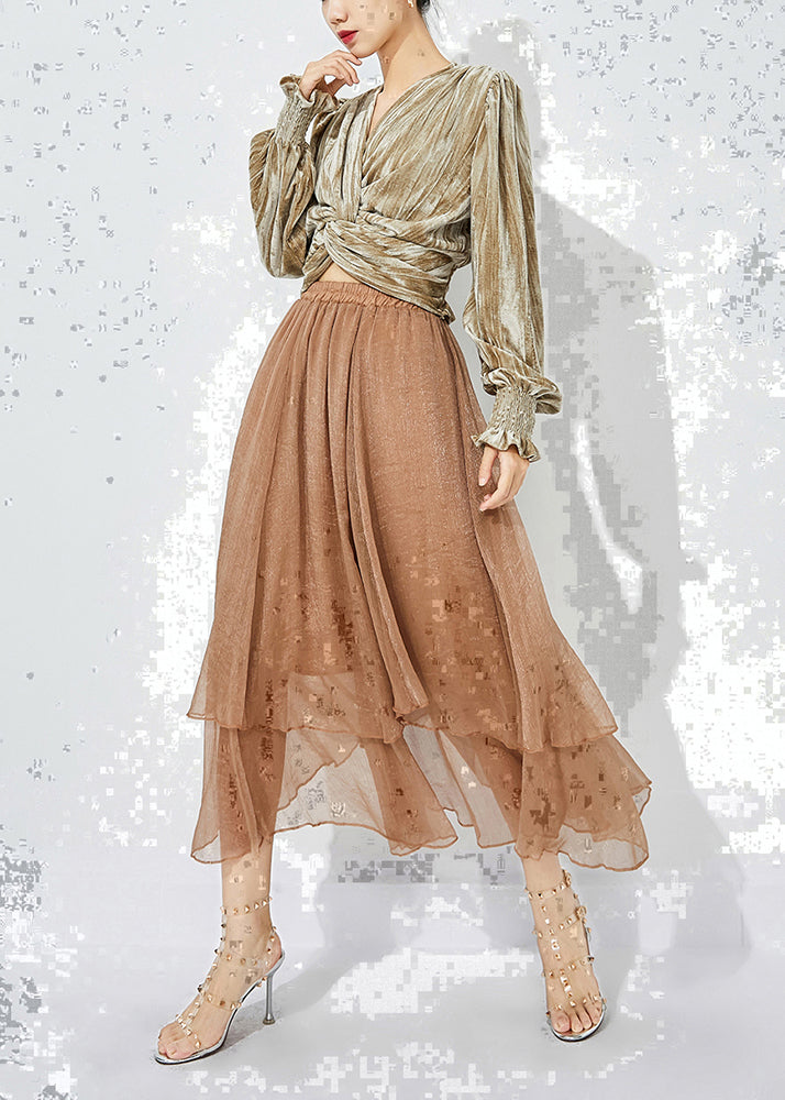 Khaki Layered Tulle A Line Skirts Exra Large Hem Oversized Summer LY0849 - fabuloryshop