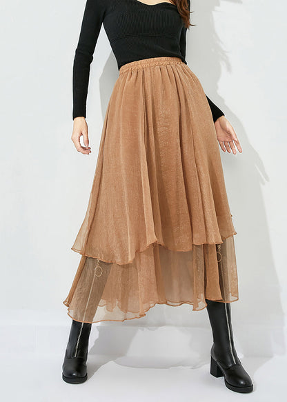 Khaki Layered Tulle A Line Skirts Exra Large Hem Oversized Summer LY0849 - fabuloryshop