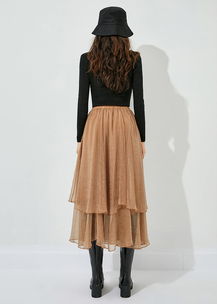 Khaki Layered Tulle A Line Skirts Exra Large Hem Oversized Summer LY0849 - fabuloryshop