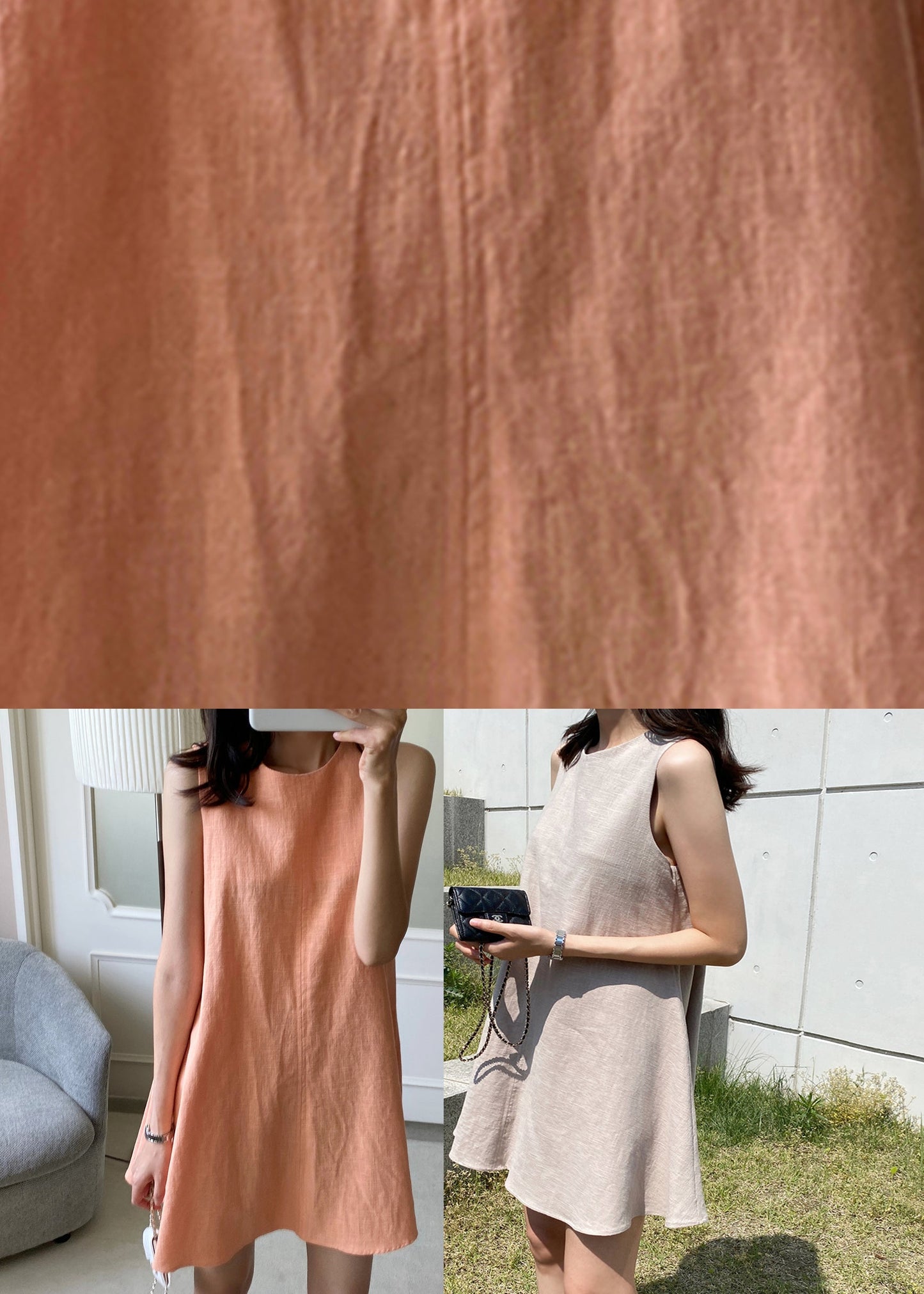 Khaki Patchwork Solid Mid Dresses Sleeveless LY2636 - fabuloryshop