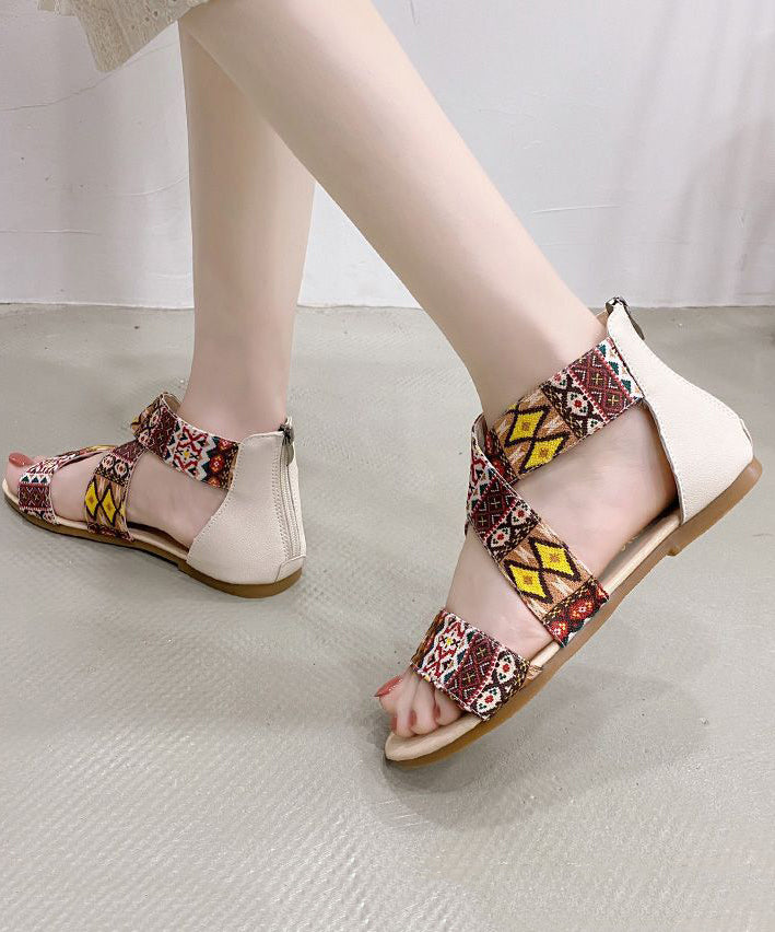 Khaki Sandals Cotton Fabric Stylish Splicing Sandals LY4396 - fabuloryshop