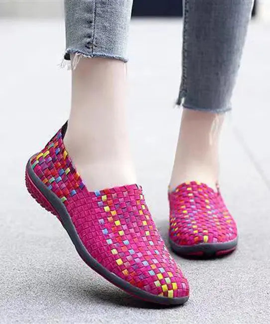 Knit Fabric Black DIY Soft Splicing Flats Shoes Ada Fashion