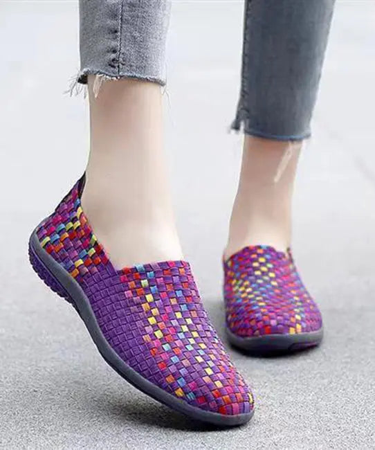 Knit Fabric Black DIY Soft Splicing Flats Shoes Ada Fashion