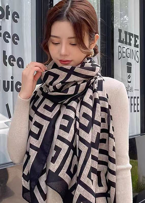 Korean Versatile Back Font Black Autumn Cotton Scarf Ada Fashion