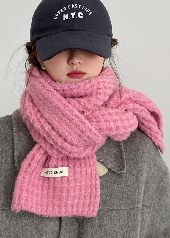 Korean Version Pink Versatile Warm Knit Woolen Scarf Ada Fashion