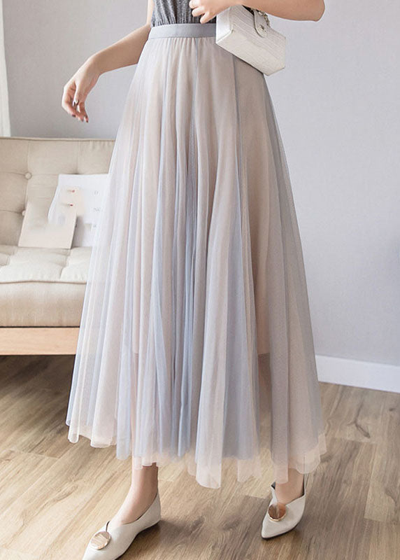 Layered Grey Pink Elastic Waist Tulle A Line Skirt Fall Ada Fashion