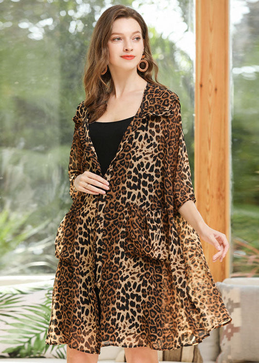 Leopard Chiffon UPF 50+ Cardigan Hooded Pockets Summer LY0317 - fabuloryshop