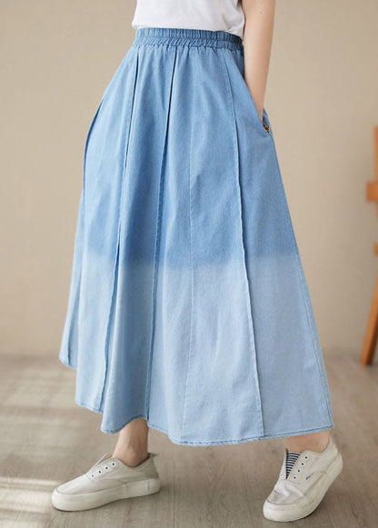 Light Blue Pockets Patchwork Denim Skirts Wrinkled Summer LY4981 - fabuloryshop