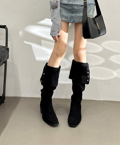 Chunky Suede Stylish Splicing Rivet Boots