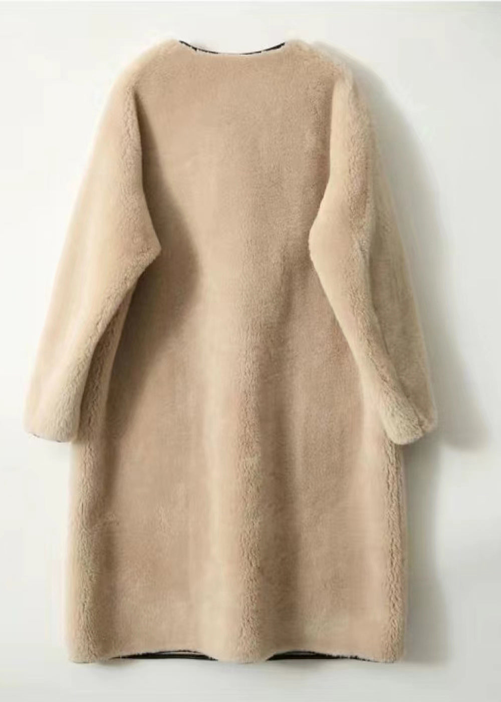 Light Camel Pockets Patchwork Wool Trench Button O Neck Winter Ada Fashion