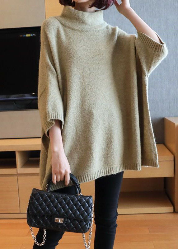 Light Green Oversized Knit Pullover High Neck Spring LY1449 - fabuloryshop