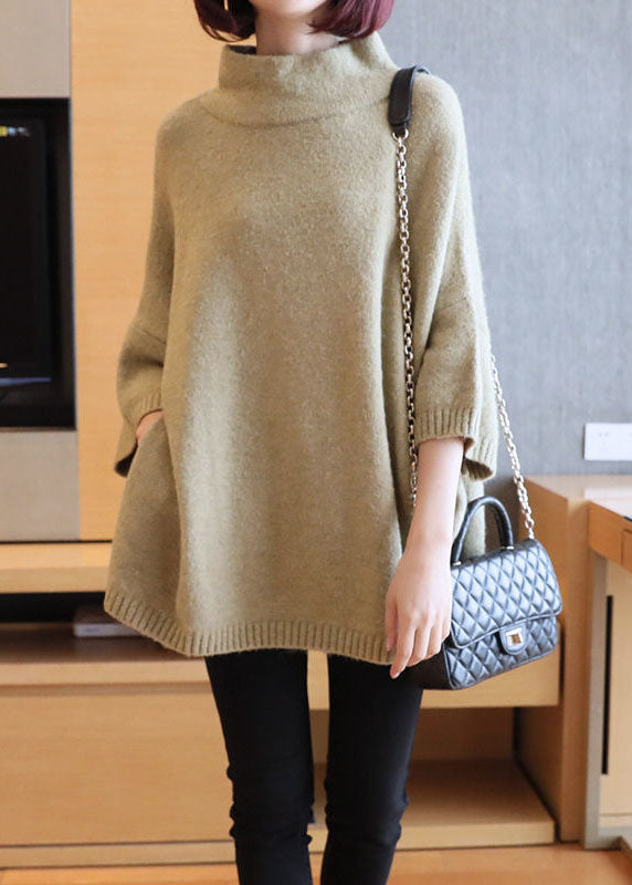 Light Green Oversized Knit Pullover High Neck Spring LY1449 - fabuloryshop