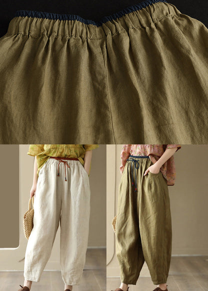 Linen Colour Elastic Waist Solid Linen Pants Summer LY6910 - fabuloryshop