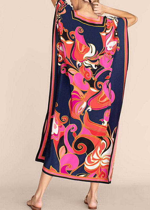Long Kaftan Bohemian Printed Bikini Cover Ups Sexy V Neck LY3050 - fabuloryshop