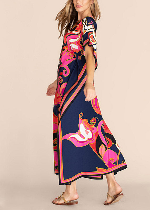 Long Kaftan Bohemian Printed Bikini Cover Ups Sexy V Neck LY3050 - fabuloryshop