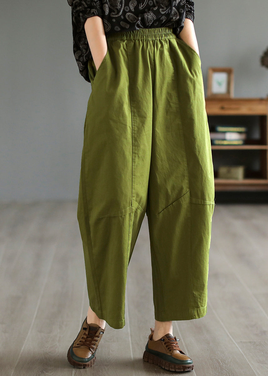 Loose Army Green Oversized Patchwork Cotton Harem Pants Summer Ada Fashion