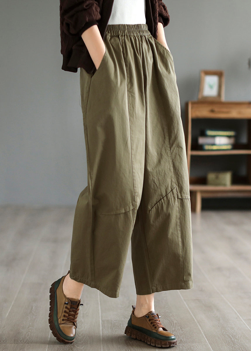 Loose Army Green Oversized Patchwork Cotton Harem Pants Summer Ada Fashion