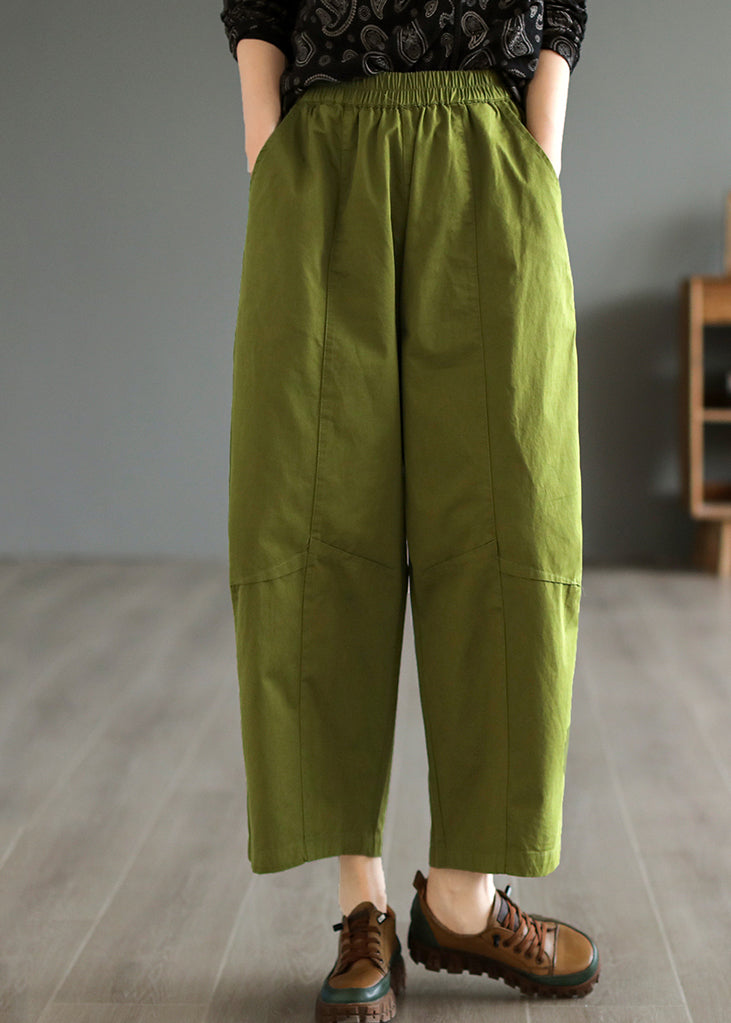 Loose Army Green Oversized Patchwork Cotton Harem Pants Summer Ada Fashion