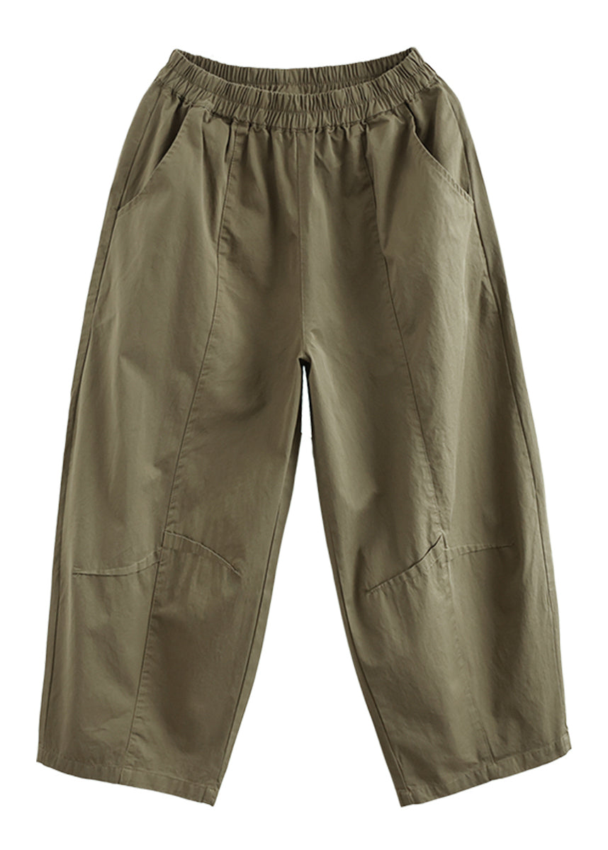 Loose Army Green Oversized Patchwork Cotton Harem Pants Summer Ada Fashion