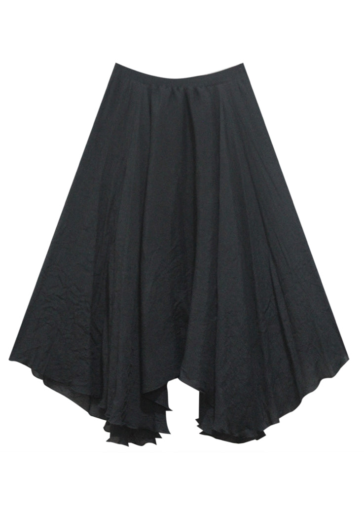 Loose Black Elastic Waist A Line Skirt Summer Ada Fashion