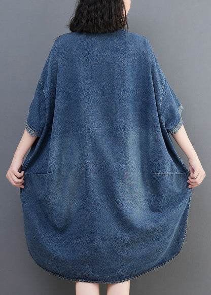 Loose Blue Button Side Open Maxi Denim Dress Summer LY0674 - fabuloryshop