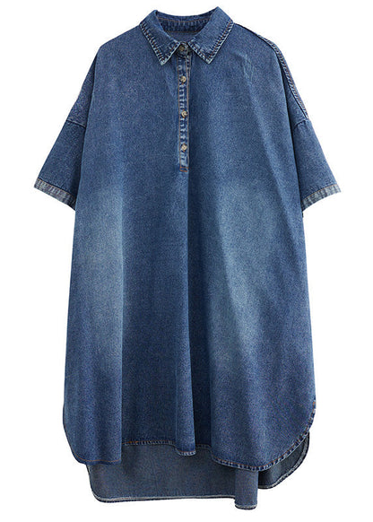 Loose Blue Button Side Open Maxi Denim Dress Summer LY0674 - fabuloryshop