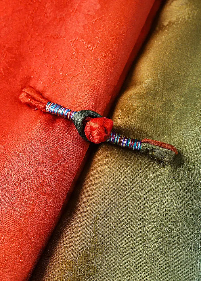 Loose Colorblock Stand Collar Button Patchwork Silk Parka Winter Ada Fashion