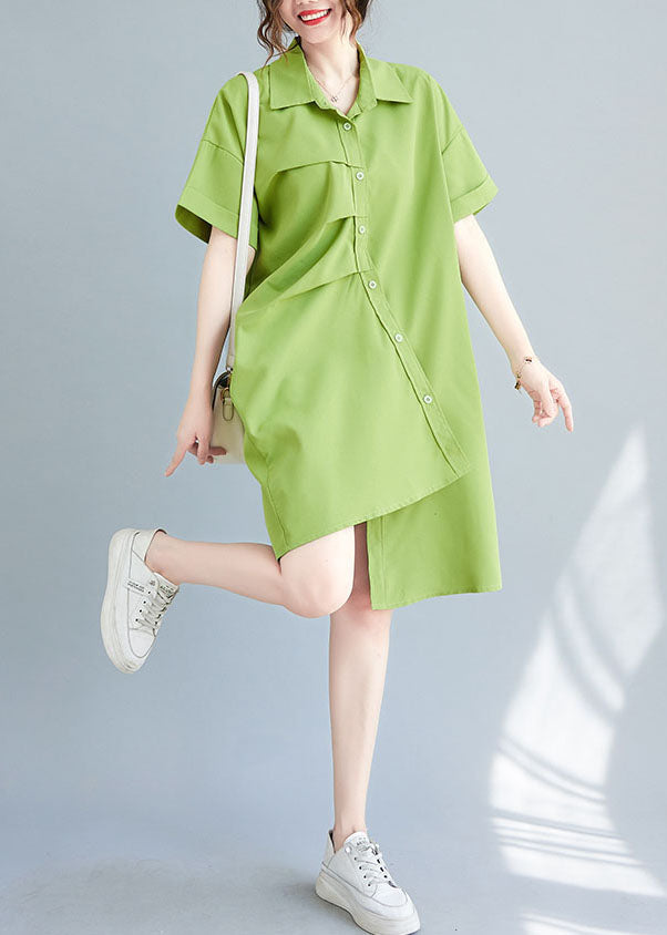 Loose Green Asymmetrical Design Cotton Maxi Dresses Summer LY0671 - fabuloryshop