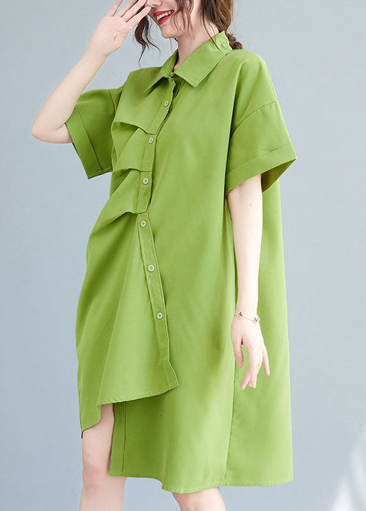 Loose Green Asymmetrical Design Cotton Maxi Dresses Summer LY0671 - fabuloryshop