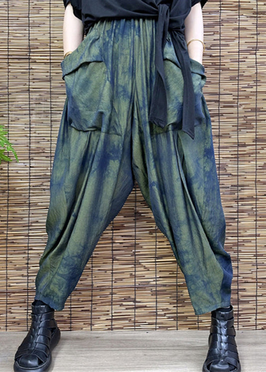 Loose Green Print Crop Harem Pants Summer Ada Fashion