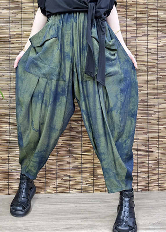 Loose Green Print Crop Harem Pants Summer Ada Fashion