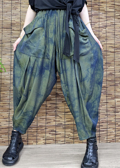 Loose Green Print Crop Harem Pants Summer Ada Fashion