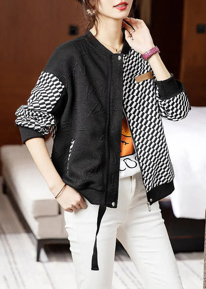 Loose Grey Asymmetrical Zippered Patchwork Cotton Coats Fall Ada Fashion