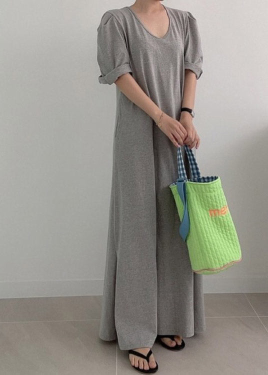 Loose Grey O-Neck Cozy Knit Long Dress Summer LY2100 - fabuloryshop