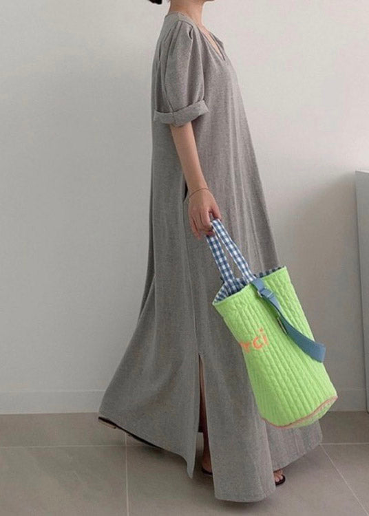 Loose Grey O-Neck Cozy Knit Long Dress Summer LY2100 - fabuloryshop