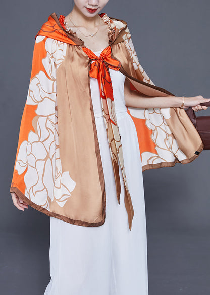 Loose Khaki Ruffled Print Silk Scarf LY2404 - fabuloryshop