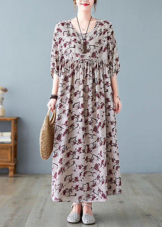 Loose O-Neck Patchwork Wrinkled Cotton Long Dress Summer LY6080 - fabuloryshop