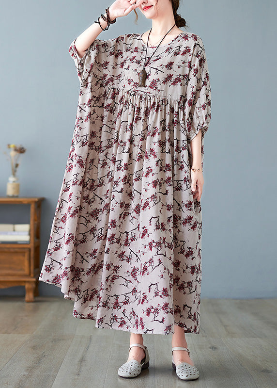 Loose O-Neck Patchwork Wrinkled Cotton Long Dress Summer LY6080 - fabuloryshop