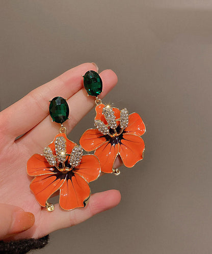 Loose Orange Copper Zircon Flower Stud Earrings LY2011 - fabuloryshop