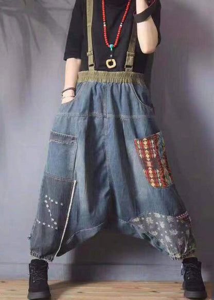 Loose Retro Blue Pockets Denim Carpenter Pants Fall Ada Fashion