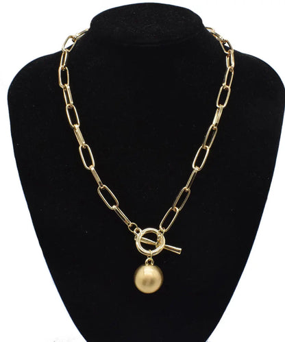 Loose Silk Metal Ball Pendant Necklace Ada Fashion