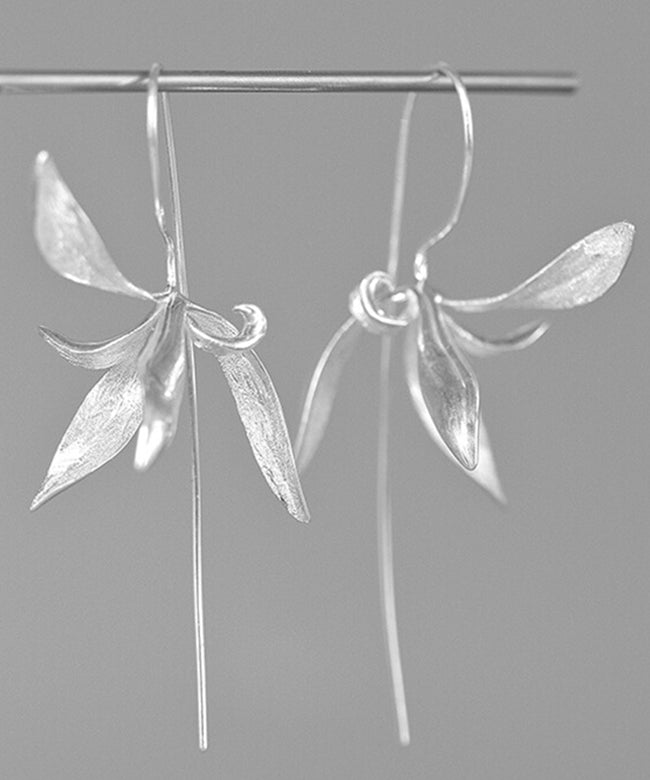 Loose Silk Sterling Silver Orchid Hoop Earrings LY2261 - fabuloryshop