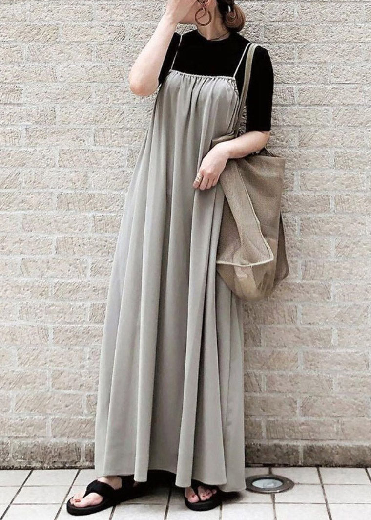 Loose Slash Neck Wrinkled Long Strap Dress Summer LY1990 - fabuloryshop