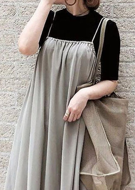 Loose Slash Neck Wrinkled Long Strap Dress Summer LY1990 - fabuloryshop