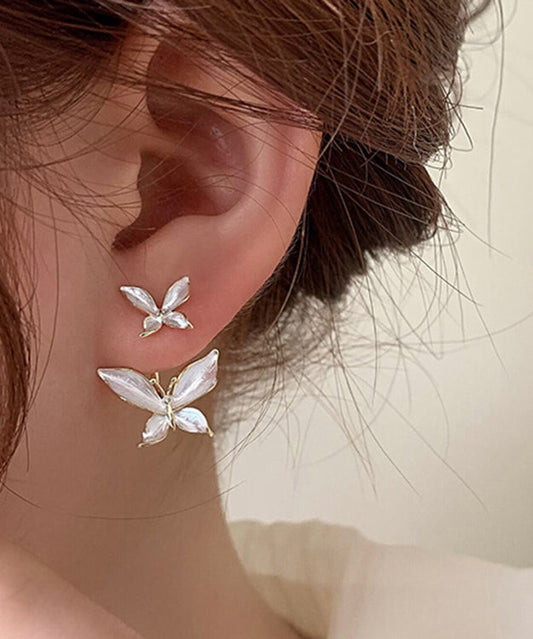 Loose White Copper Overgild Butterfly Stud Earrings LY1791 - fabuloryshop
