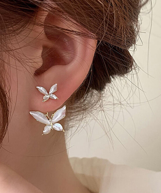 Loose White Copper Overgild Butterfly Stud Earrings LY1791 - fabuloryshop