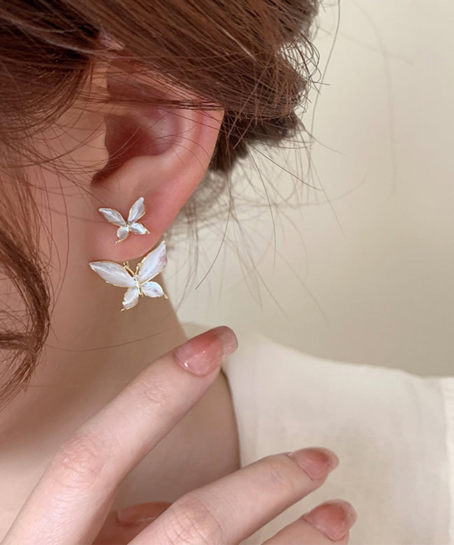 Loose White Copper Overgild Butterfly Stud Earrings LY1791 - fabuloryshop