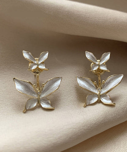 Loose White Copper Overgild Butterfly Stud Earrings LY1791 - fabuloryshop