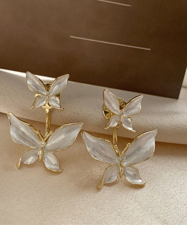 Loose White Copper Overgild Butterfly Stud Earrings LY1791 - fabuloryshop